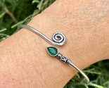 925 Sterling Silver Plated Natural Emerald Cuff Bangle, Bracelet Jewelry - $18.61
