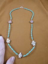 CR510-7 Fairy Stone CHRISTIAN CROSS Lucky Crystal 28&quot; blue turquoise nec... - $89.99