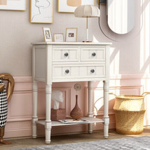 Console Table, Slim Sofa Table with Three Storage Drawers - Ivory White - $155.33