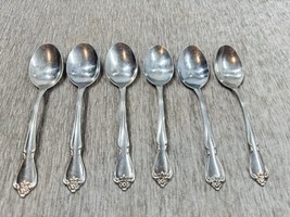 Oneida ARBOR ROSE Soup Spoon Set of 6 Stainless Flatware Lot Vintage 6 7/8&quot; - $22.76