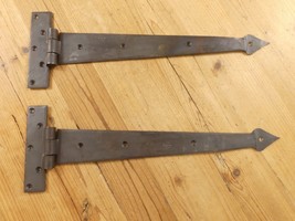 2 LARGE Strap T Hinges 15 1/2&quot; Tee Hand Forged Barn Rustic Medieval Iron - $42.99