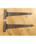 2 LARGE Strap T Hinges 15 1/2&quot; Tee Hand Forged Barn Rustic Medieval Iron - €37,16 EUR