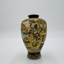 Antique Japanese Satsuma Moriage Mini VASE 5in MEIJI PERIOD KINKOZAN TSU... - $58.50