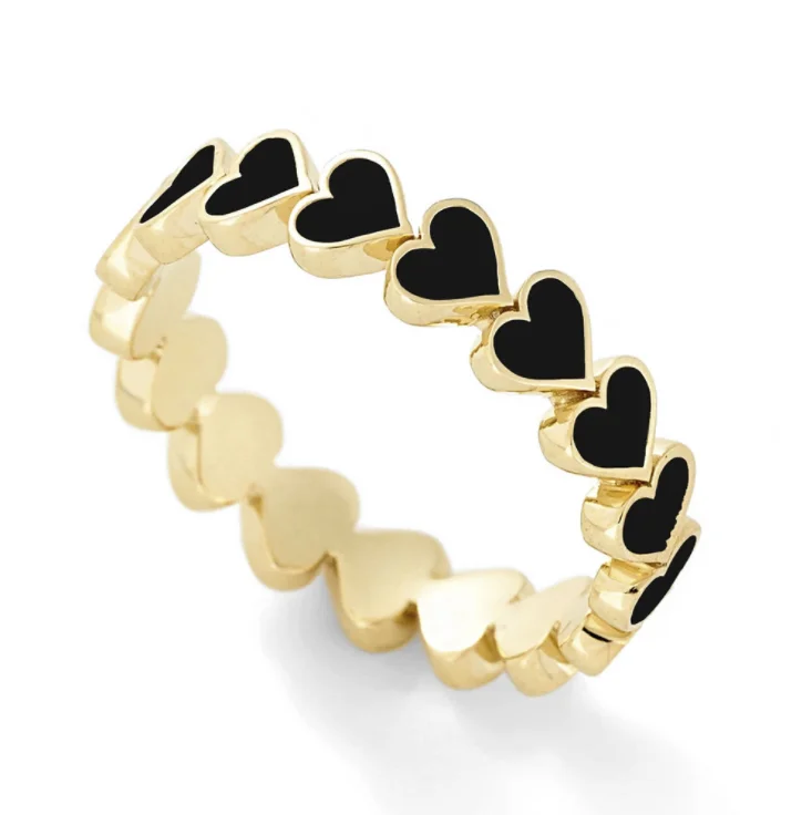 New Colorful Enamel Heart Surrounded Lovely Stacking Rings for Women Minimalist  - £12.52 GBP