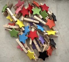 50pcs Cute Star Wood Clips Wooden Pegs Wooden Clips Party Gift Favor Dec... - $66.62 MXN