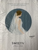 Sweety Wedding Veil White With Comb Tapered 35” Simple Single Layer Tulle - $215.78 MXN