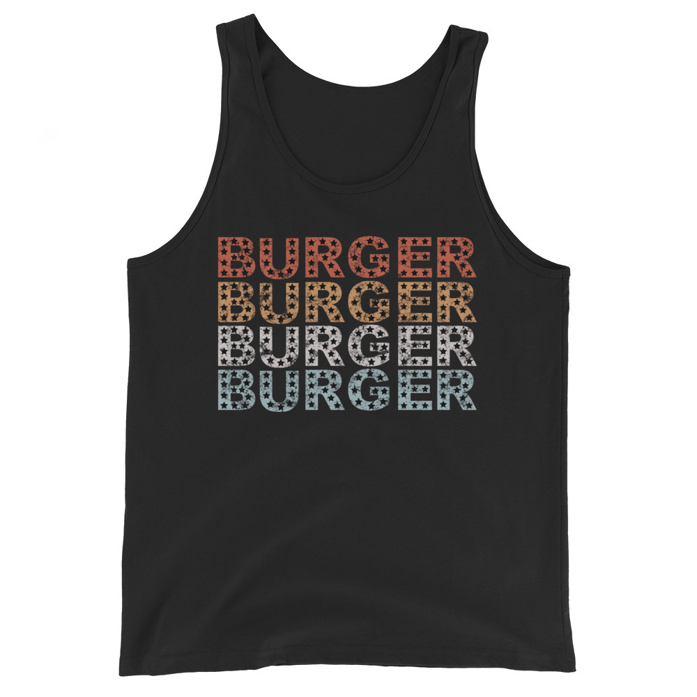 Retro Stars Distressed Vintage Burger Unisex Tank Top