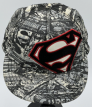 Superman Off Centered Hat / Cap -Comic Print- Black &amp; White DC Comics S / M - $14.46