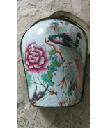 ANTIQUE CHINESE TRINKET BOX COVERED TIN SILVERPLATE BORDERS  - $124.73