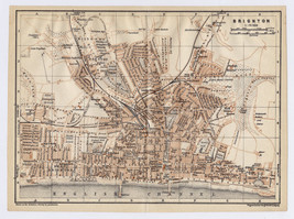 1927 Original Vintage City Map Of Brighton / Sussex / England - £17.09 GBP