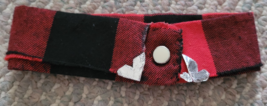Handmade Decorative Dog Collar Red Black Plaid Button Close 14&quot; Long Lum... - $4.99