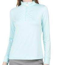 NWT Ladies STELLA PARKER Mint Green Ruched Long Sleeve Mock Golf Shirt  M L XL image 2