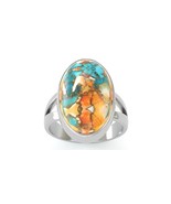 925 Sterling Lab Created Silver Oyster Turquoise Gemstone Statement Ring - $23.02 - $23.71