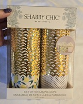 SHABBY CHIC set of 50 Baking/Snack Cups, gold trim, Lemons, Polka Dots NIB - $17.81