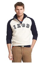 NWT Izod 2XL  1/4 Zip Pull Over Fleece Lined  Sweatshirt Navy/Ivory 2XL ... - £20.92 GBP