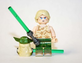 Minifigure Custom Toy Luke Skywalker Dagobah with Yoda Jedi training Star Warss - £5.86 GBP