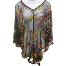 VTG Dressbarn Womens One Size Chiffon Top Sheer Flower Cover Up Swim Mul... - $27.54