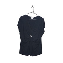 Chaus Blouse Womens Medium Black Crystal Embellishment Stretch Dressy Cl... - $18.70