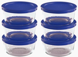 Clear With A Blue Lid, 12-Piece Pyrex Storage 2 Cup Round Dish. - £38.66 GBP