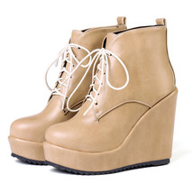 Spring Autumn Winter Woman Platform Wedge Ankle Boots High Heels Women Wedges Sh - £61.39 GBP