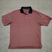 Footjoy FJ Golf Polo Shirt Mens Large Blue Peach Striped Performance Str... - $26.60