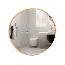 Round Wall Mirror 16&quot; Gold Metal Frame Wall Mounted Circle Mirror Vanity Mirror  - £40.88 GBP