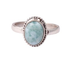 925 Sterling Silver Larimar Gemstone Rose Gold /Gold Plated Ring Women GRS-1198 - £30.80 GBP+