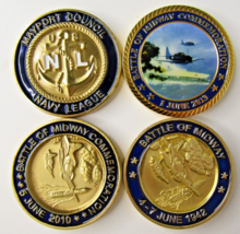 Lot 4 US Navy Battle of Midway Reunion Challenge Coin Navy League 2010 2013 - £31.25 GBP