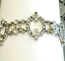 Vintage Monet Bracelet Crystal Accents Silver Tone Signed - £5.33 GBP