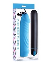 Bang! XL Bullet &amp; Ribbed Silicone Sleeve Blue - $37.39