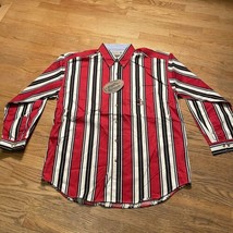 Nwt 90s Y2K Vtg Paco Shirt Xl Button Down Canvas Red Stripes New - £23.69 GBP