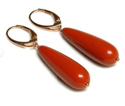 10CT Victorian Style Simulated Coral Women&#39;s Drop Earrings 14K Rose Gold Over - £179.81 GBP