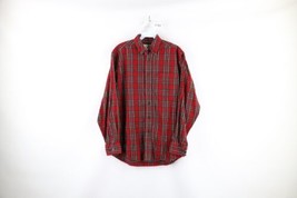 Vintage LL Bean Mens Small Faded Flannel Collared Button Shirt Plaid Cotton - £27.05 GBP