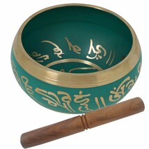 Prisha India Best Quality Green Singing Bowl Musical Instrument for Meditation 5 - £37.60 GBP