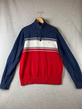 Y2K 90s Tommy Hilfiger Mens Colorblock Pullover Sweater L Mock Neck - $34.87