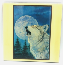 Sally J. Smith Harmony Design Ceramic Art Tile Howling Wolf 8&quot;x8&quot; USA Vintage - £29.43 GBP