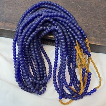 Lot 2 Vintage OLD AFRICAN Blue GLASS BEADS 6-7MM beads Strand - €19,08 EUR