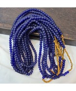 Lot 2 Vintage OLD AFRICAN Blue GLASS BEADS 6-7MM beads Strand - $22.44