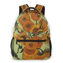 Van Gogh Art BackpaJunior School Bags Sunflower Oil Painting Schoolbag Kids Back - $57.31