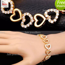14 Kt, 18 Kt Yellow Gold Cubic Zirconia Heart Bracelet Bangle Women Fine Jewelry - £3,225.45 GBP+