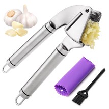 Garlic Press Mincer, 304 Stainless Steel Garlic Press With Garlic Peeler... - $16.99