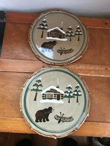 Estate Lot of 2 Sonoma Lodge Rustic Cabin Canoe Bear Cheese Tray or Salad Desser - £19.88 GBP