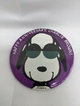 Vintage Happy Anniversary Charlie Brown Snoopy Pin Pinback 2.5&quot; - £34.60 GBP