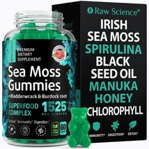 Irish Sea Moss Gummies Detox Thyroid Support for Women Men Black Seed Oil Manuka - £25.56 GBP