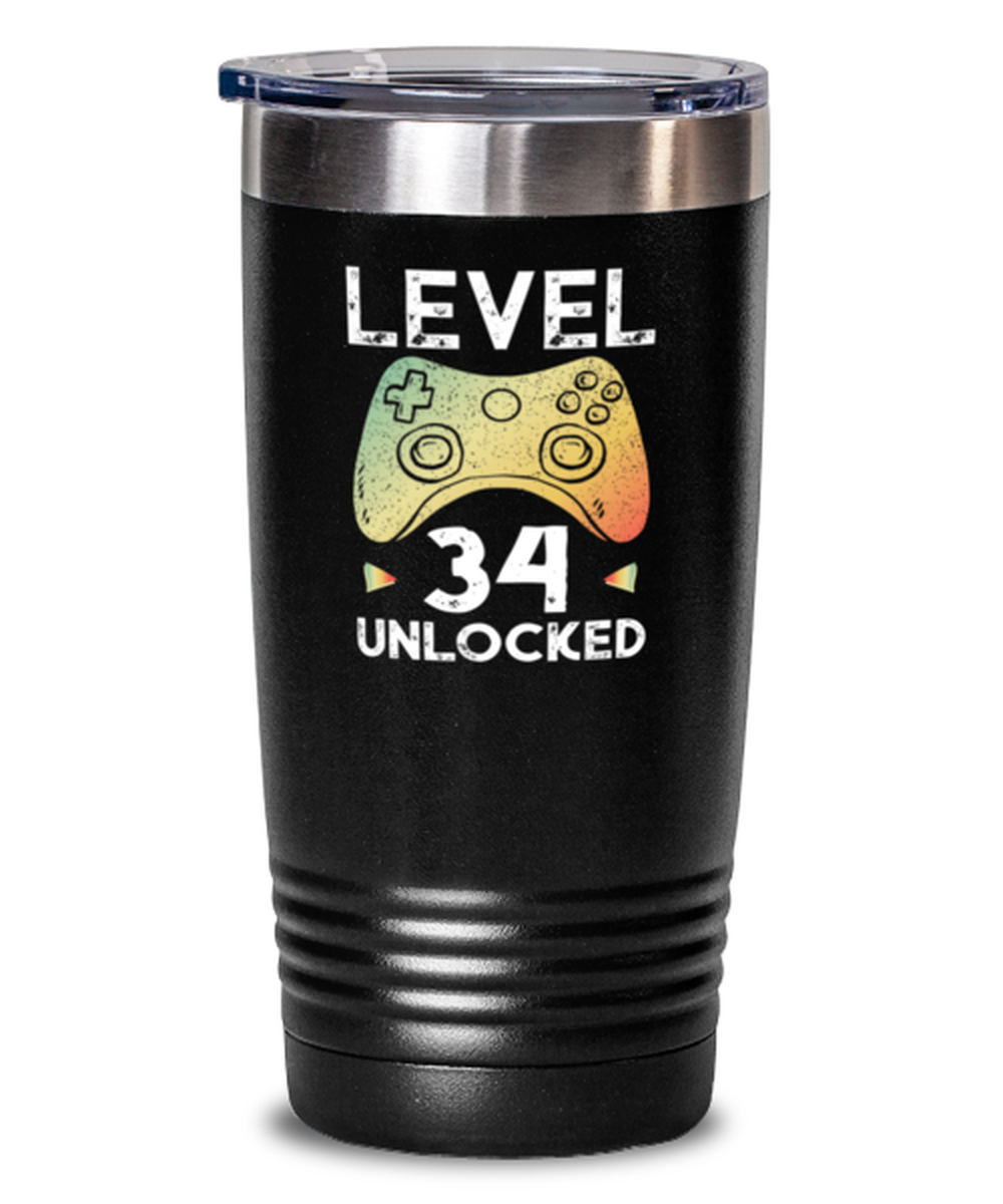 34th Birthday Gaming Gamer Gifts Level 34 Unlocked Gamer Girl Tumbler Gift