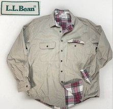 LL Bean Jacket Shacket Mens L Tan Flannel Line Hurricane Shirt Overshirt Canada - $42.02