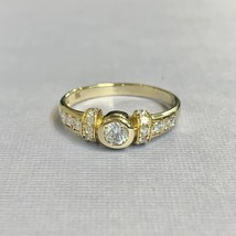 2Ct Round Cut Lab-Created Diamond Engagement Wedding Ring 14K Yellow Gold Plated - £77.92 GBP