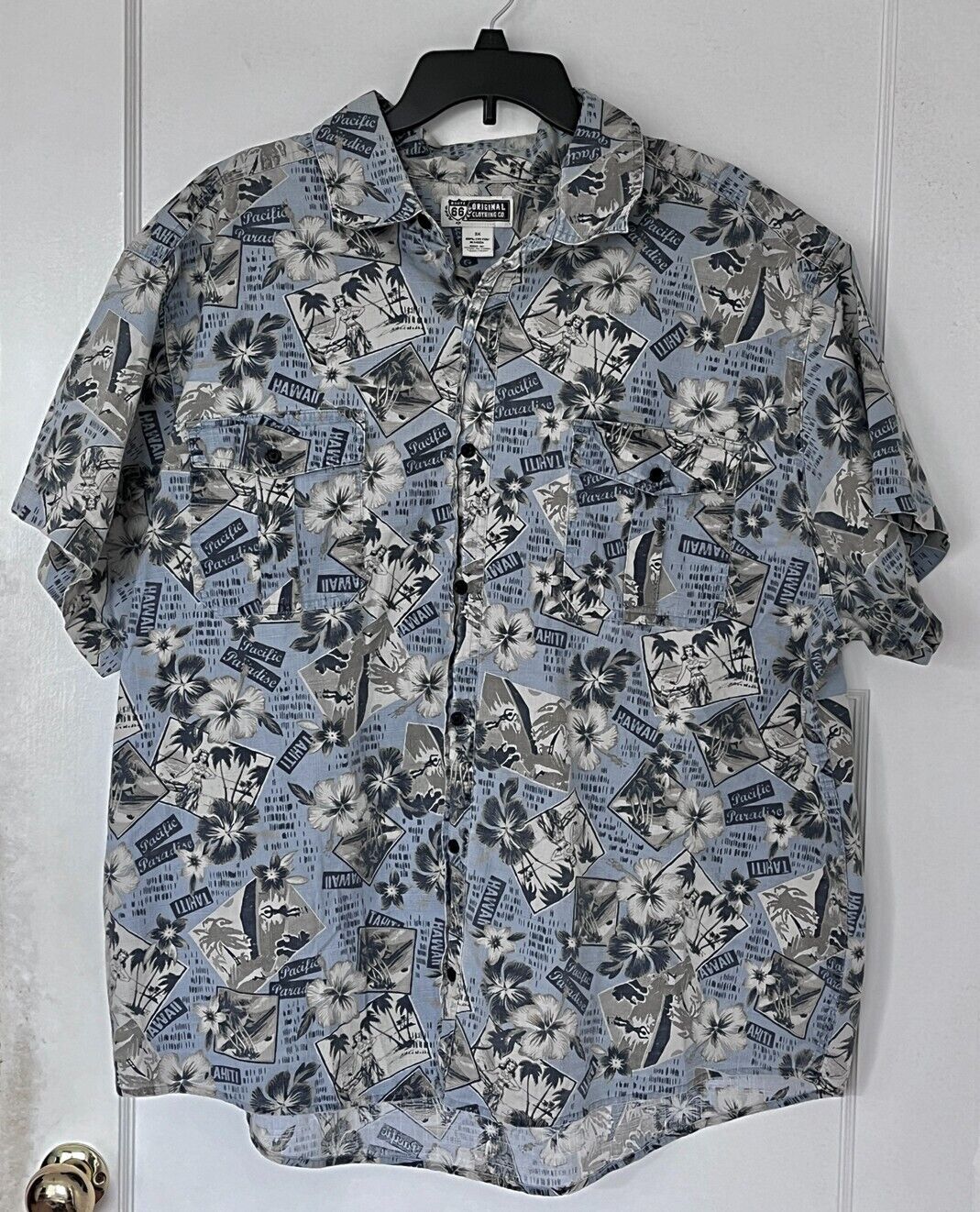 Hawaiian Style Shirt - Route 66 - Island Floral and Travel  Pattern - Sz... - $26.70