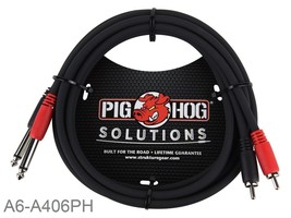 6Ft Pig-Hog Dual 1/4&quot; (6.3Mm) Ts Mono Male Plug To 2-Rca Male Plug Audio... - £15.95 GBP