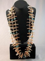 ZUNI Vintage 1970s BIRDS FETISH Necklace 31&quot; 3Str Turquoise, Shell, Heishi Beads - £1,985.84 GBP